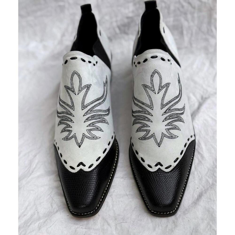 Donald J. Pliner Black and White Leather Ankle Booties